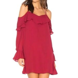 Chic Ruffle Off-Shoulder Dress in Burgundy